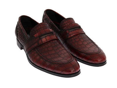 Bordeaux Crocodile Skin Loafers