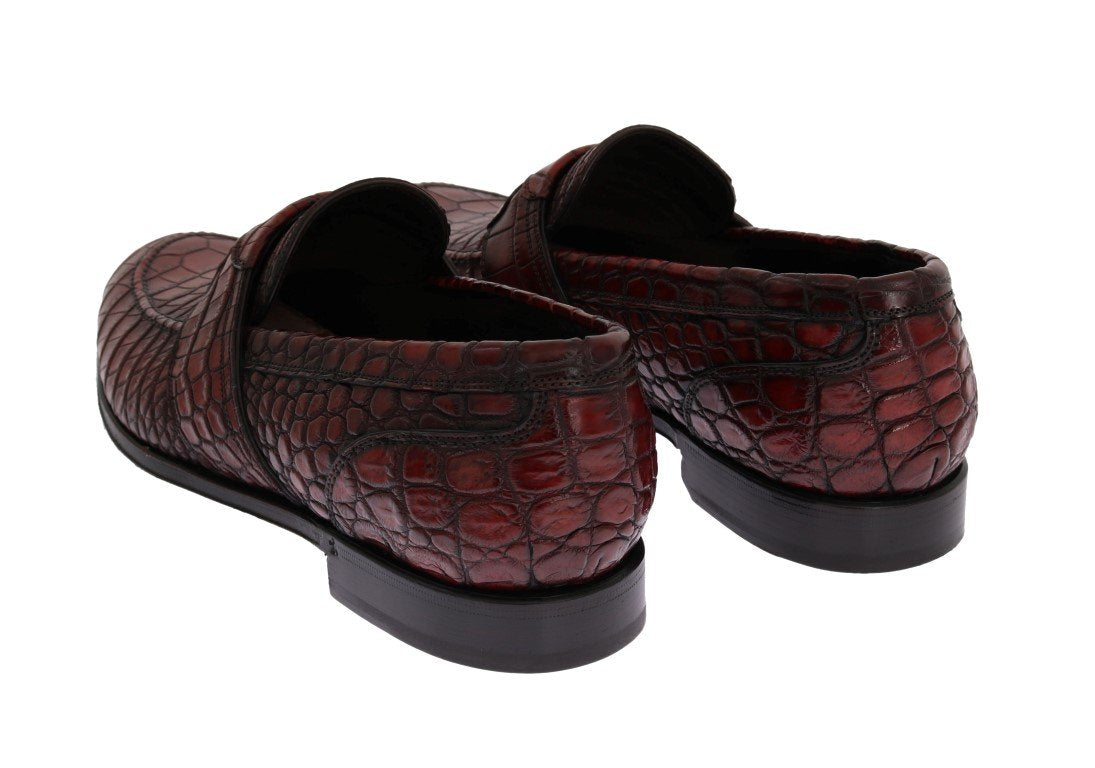 Bordeaux Crocodile Skin Loafers