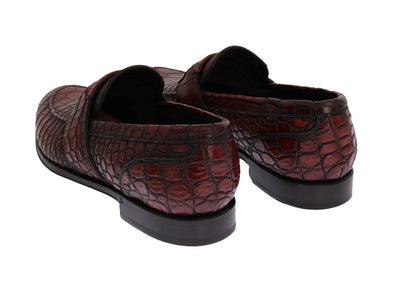 Bordeaux Crocodile Skin Loafers
