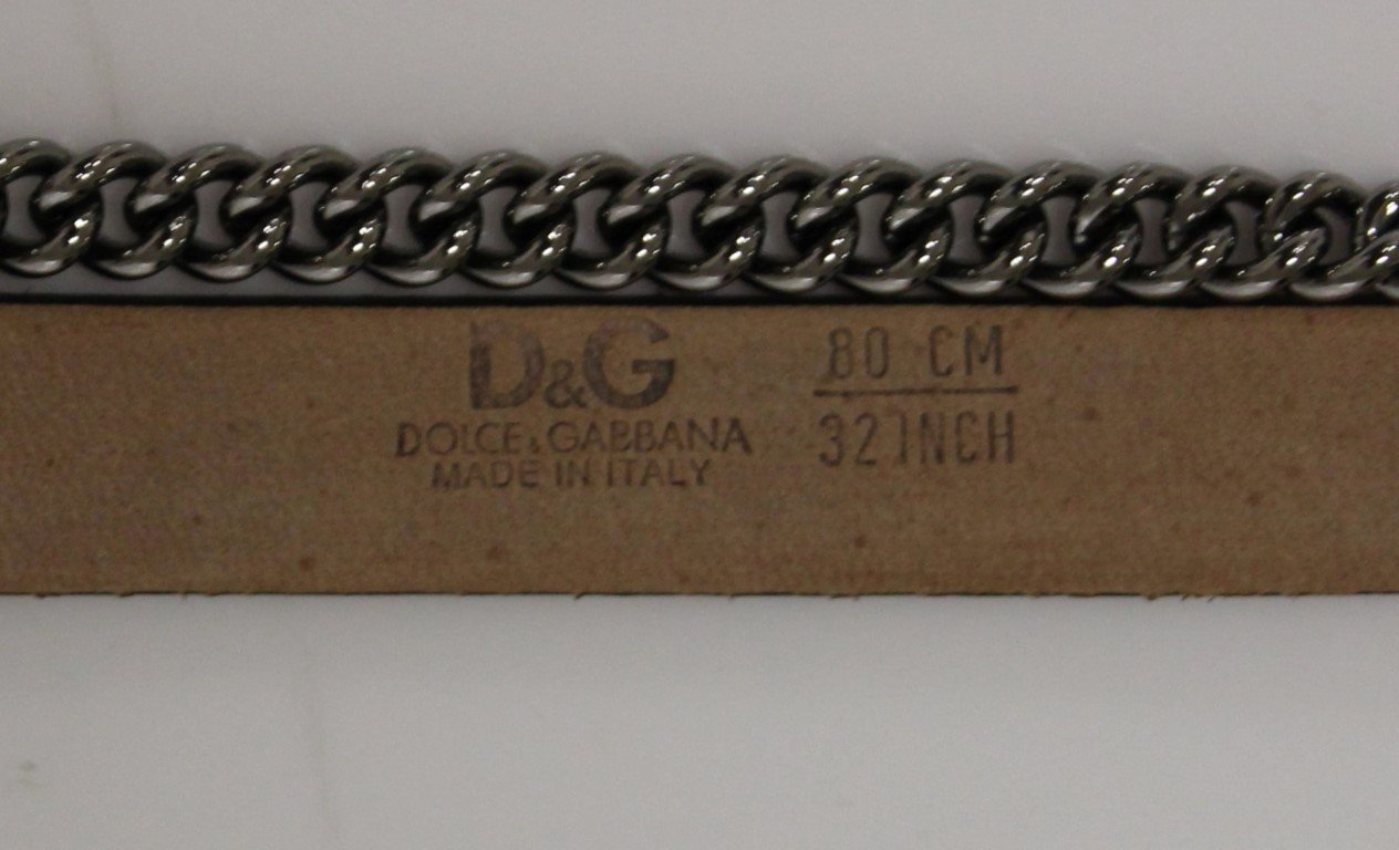 Purple Leather Logo Chain Belt