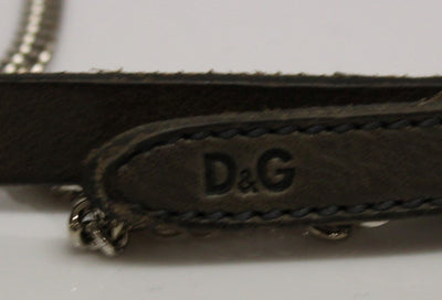 Brown Leather Logo Chain Belt