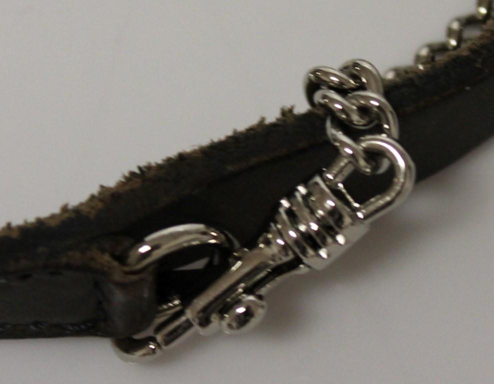 Brown Leather Logo Chain Belt