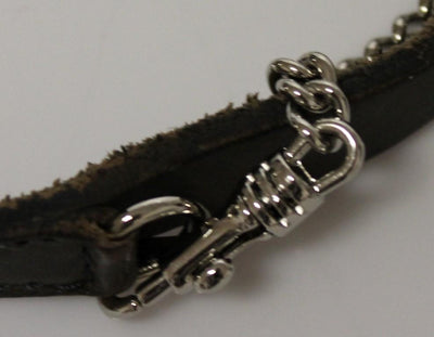 Brown Leather Logo Chain Belt