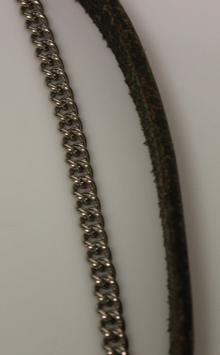 Brown Leather Logo Chain Belt
