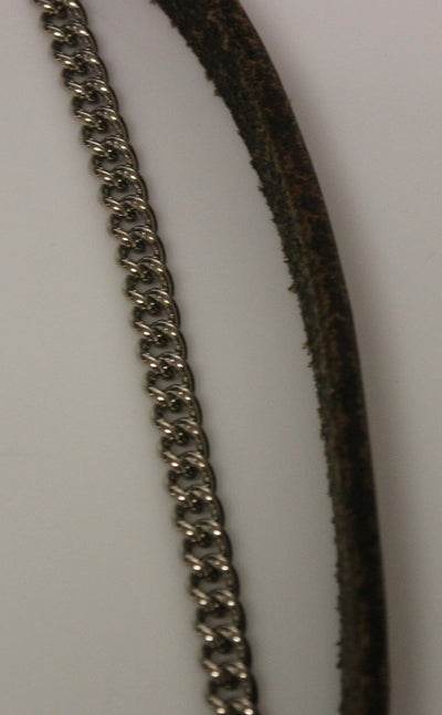 Brown Leather Logo Chain Belt