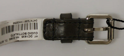 Brown Leather Logo Chain Belt
