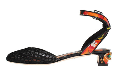 Orange Crystal Leather Slingbacks