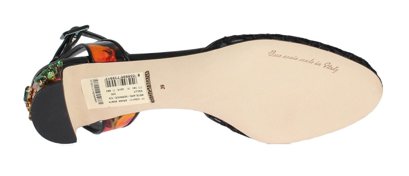 Orange Crystal Leather Slingbacks