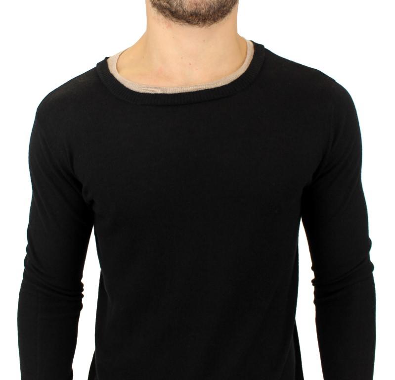 Black crewneck wool sweater