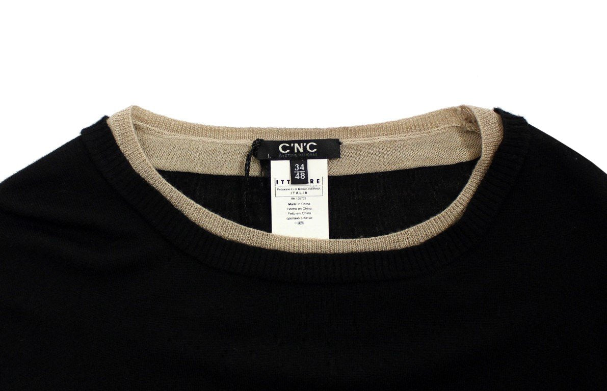 Black crewneck wool sweater