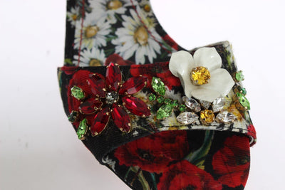 Multicolor Brocade Floral Ankle Strap Sandals