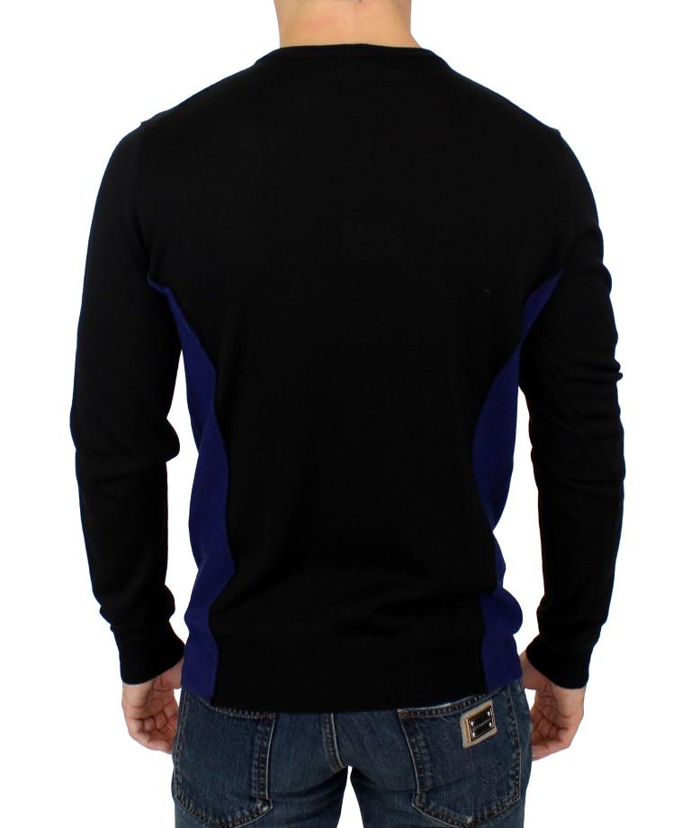 Black crewneck wool sweater