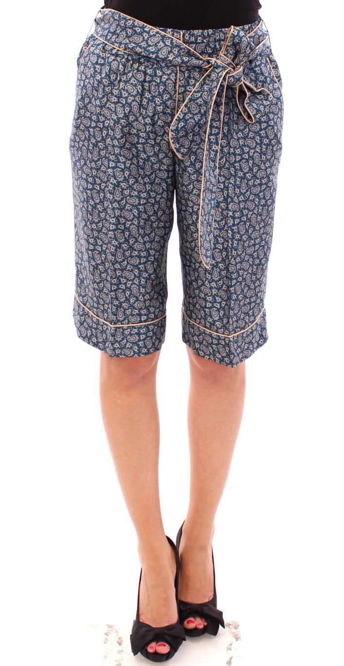 Blue PAJAMA silk shorts
