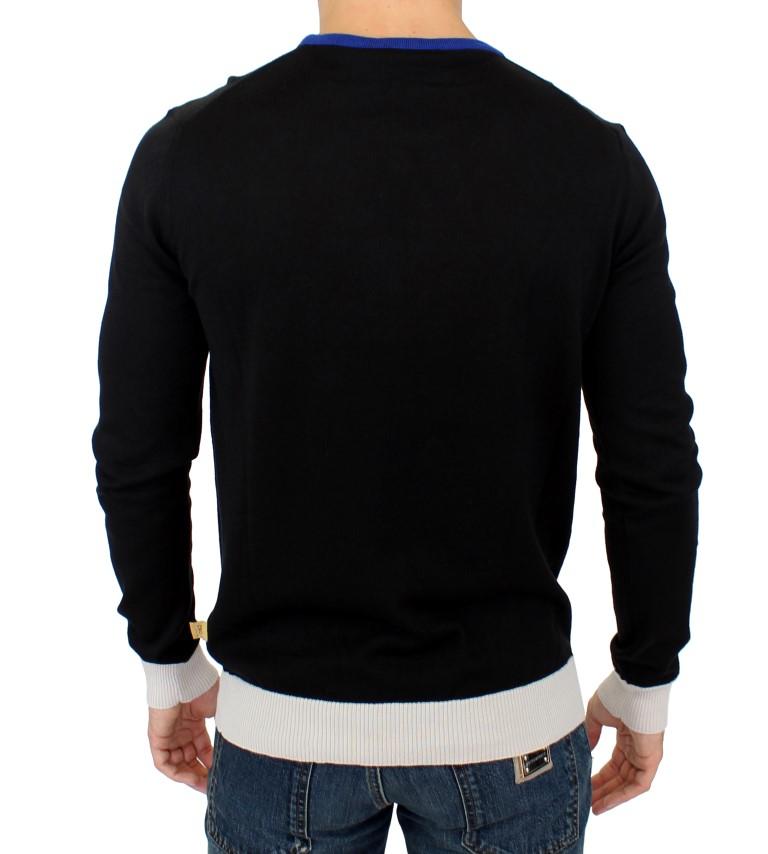 Black striped crewneck sweater