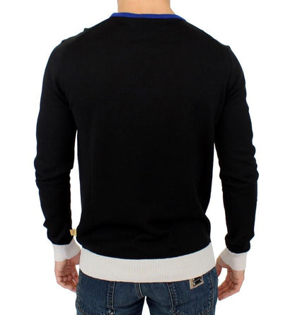 Black striped crewneck sweater