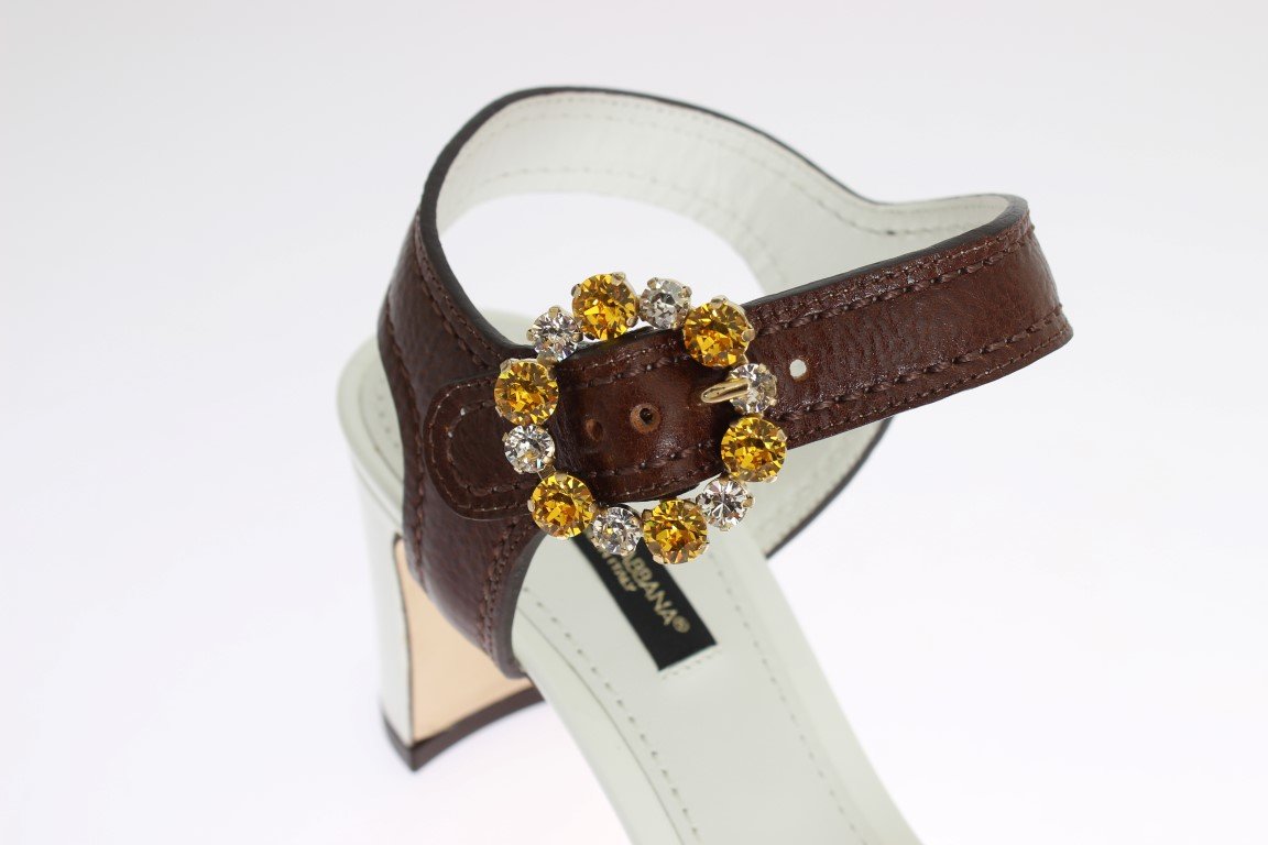 Multicolor Floral Print Crystal Strap Sandals