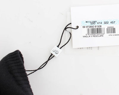 Black Wool Blend Mens V-neck Pullover Sweater