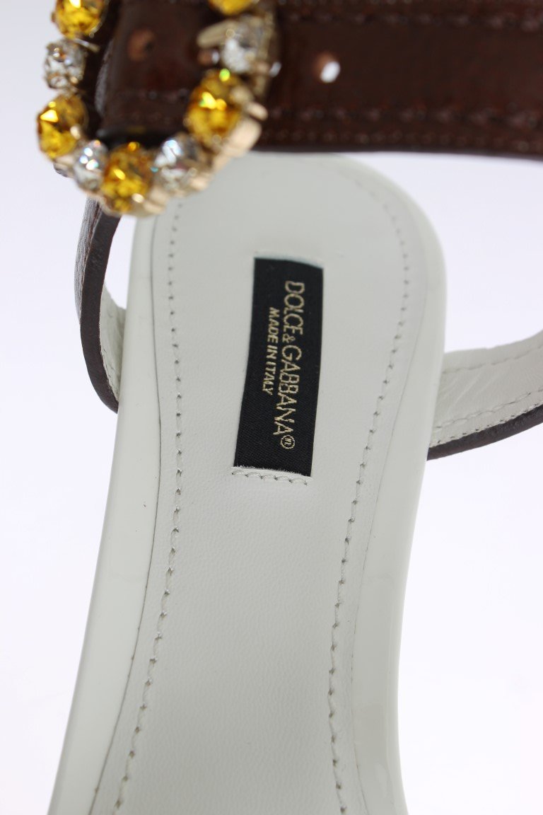 Multicolor Floral Print Crystal Strap Sandals
