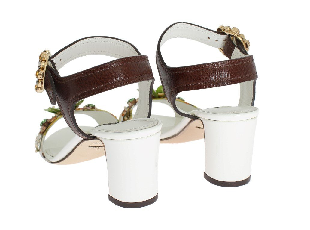 Multicolor Floral Print Crystal Strap Sandals