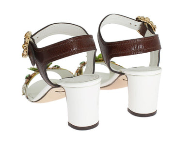 Multicolor Floral Print Crystal Strap Sandals