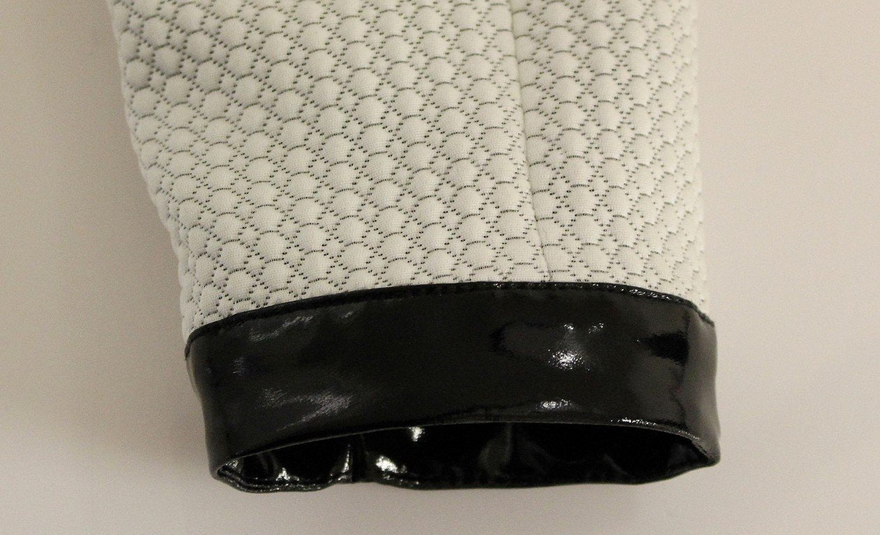 White Black Zipper Closure Cropped Jacket