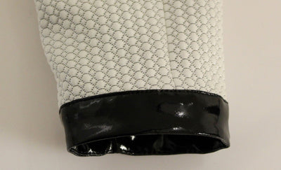 White Black Zipper Closure Cropped Jacket