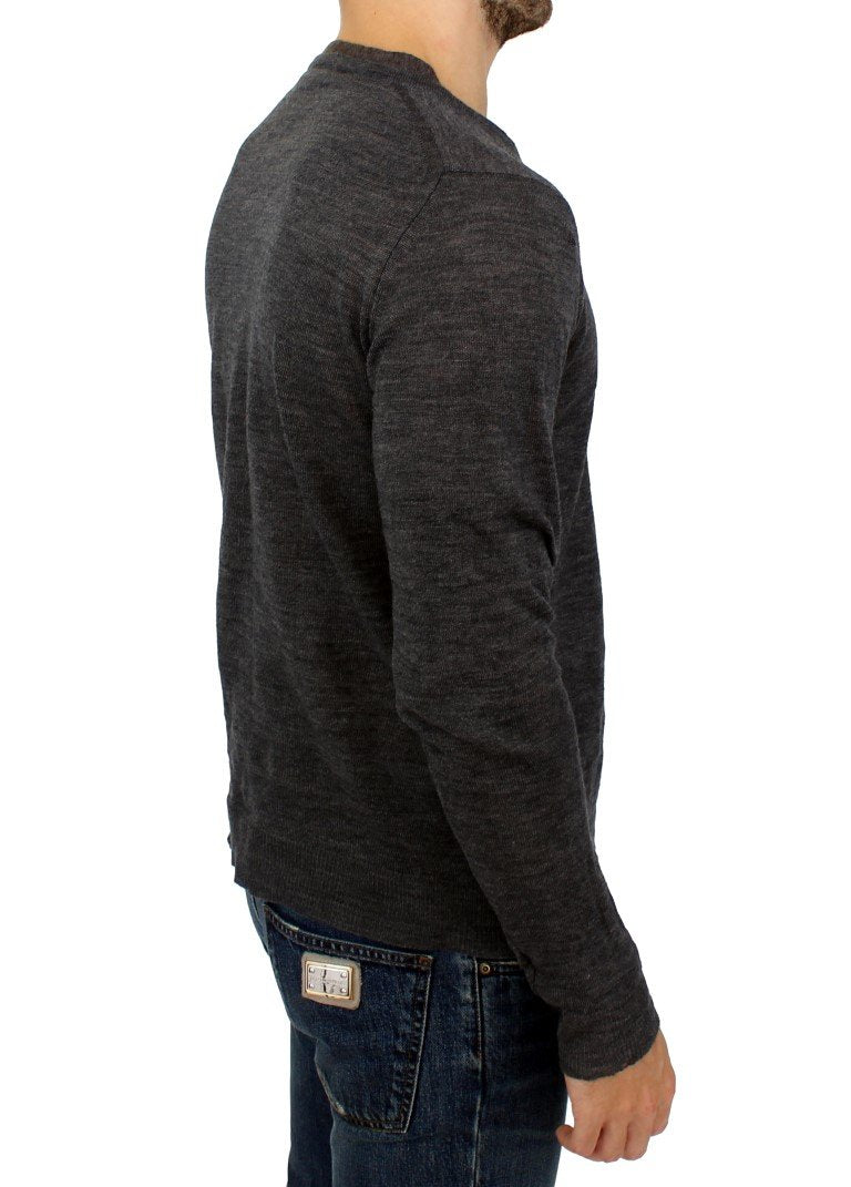 Gray wool crewneck sweater