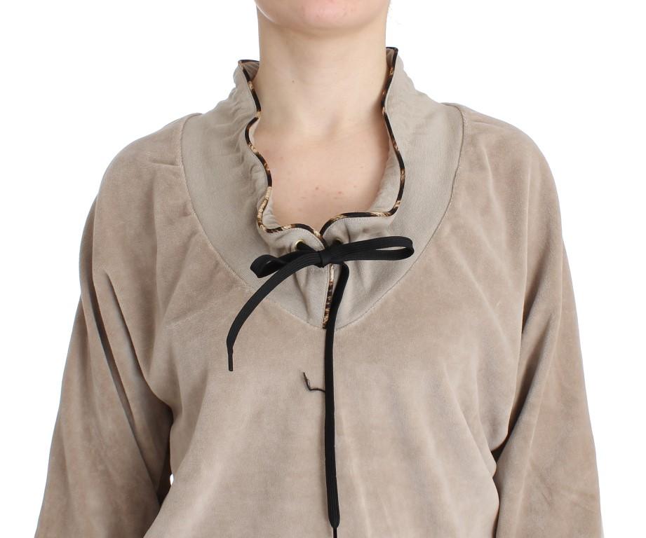 Beige velvet cotton sweater