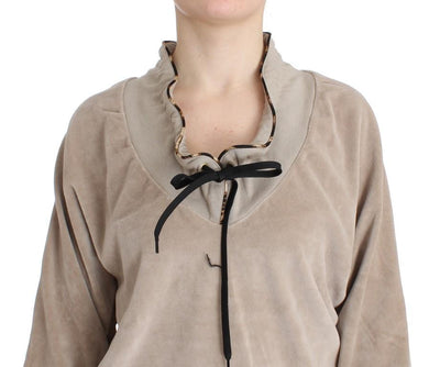 Beige velvet cotton sweater