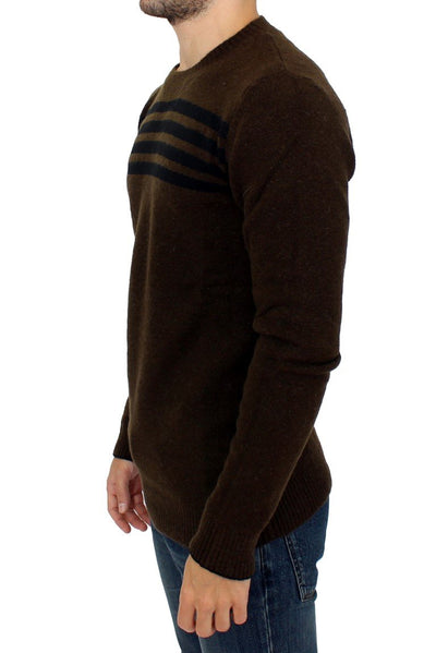 Brown striped crewneck sweater