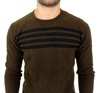 Brown striped crewneck sweater