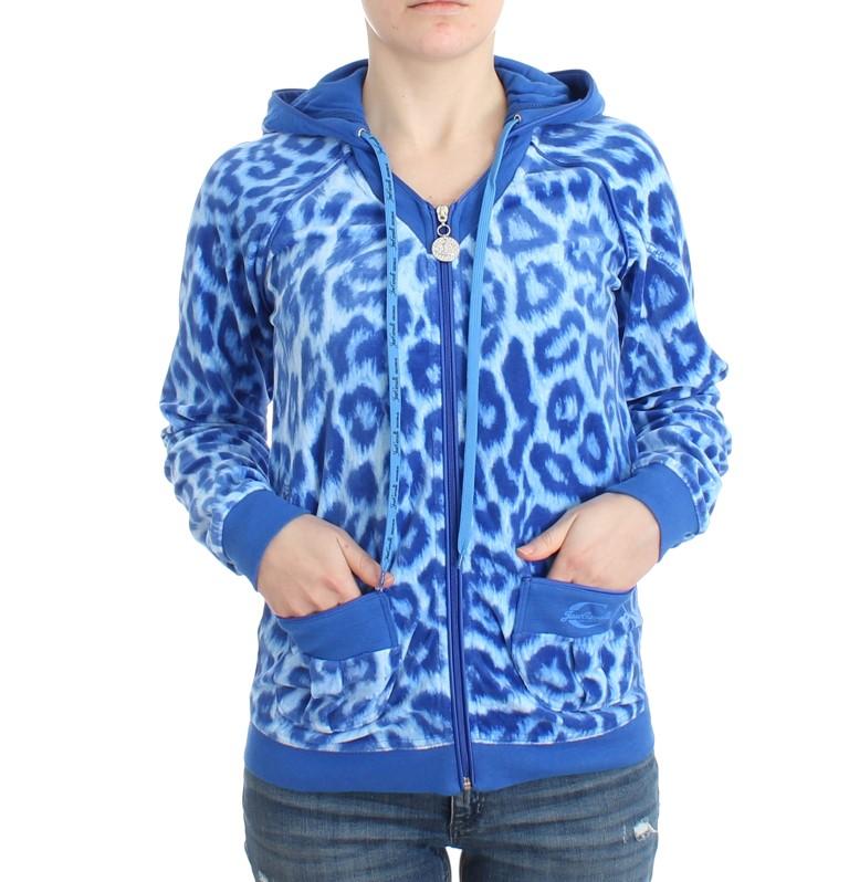 Blue leopard zipup hoodie