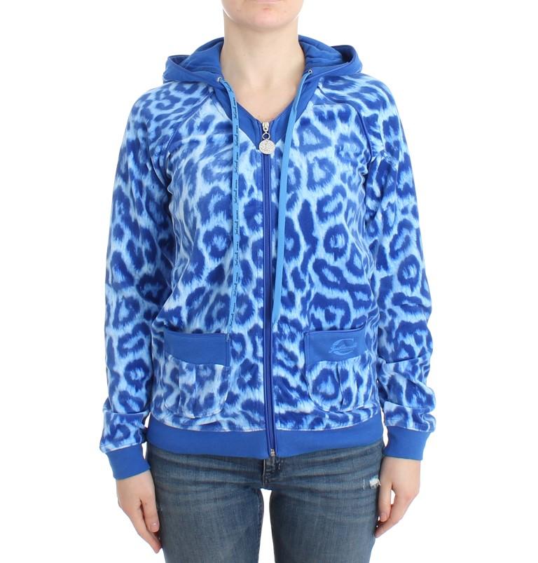 Blue leopard zipup hoodie