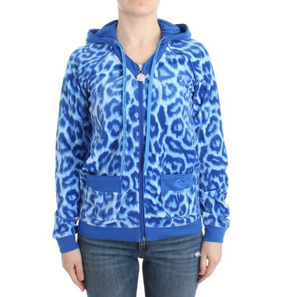 Blue leopard zipup hoodie