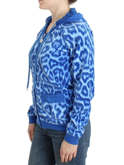 Blue leopard zipup hoodie