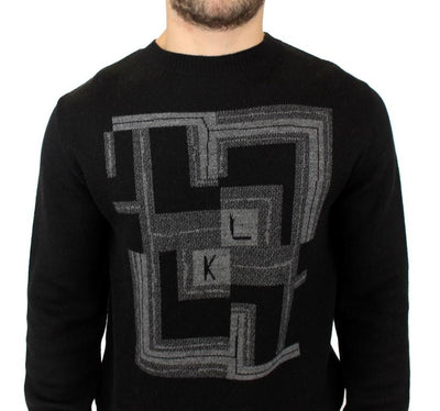Black knitted wool sweater