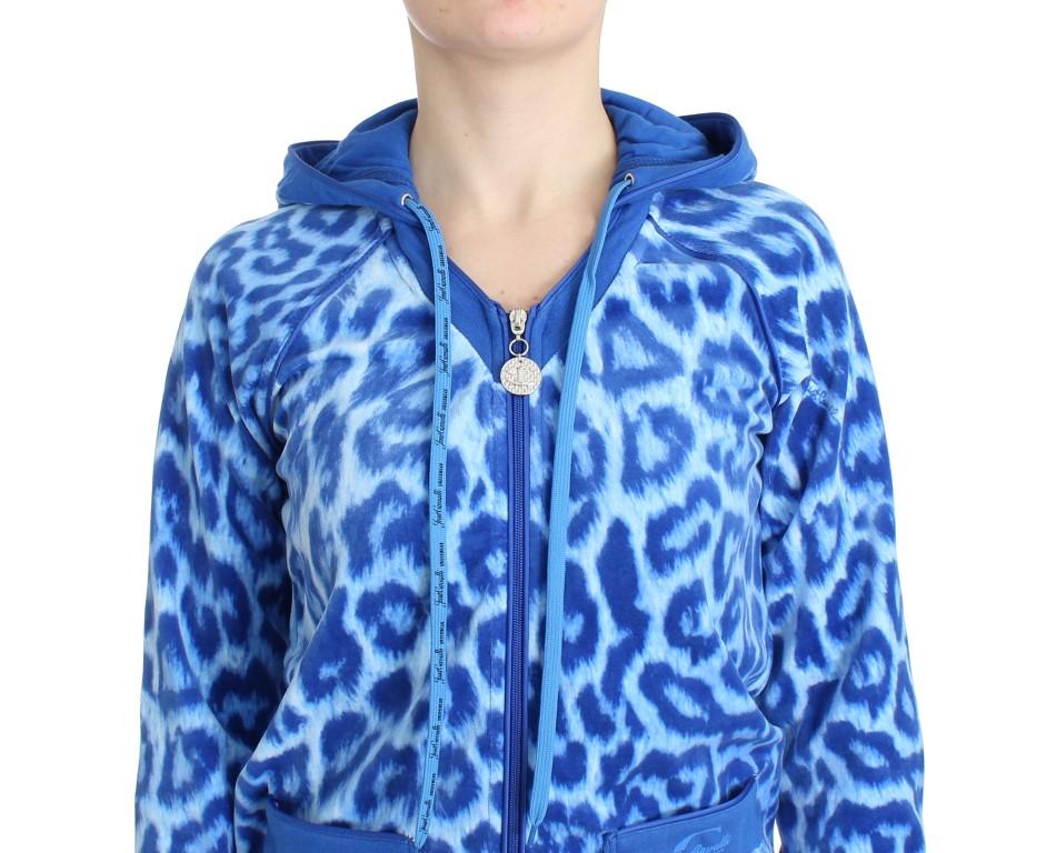 Blue leopard zipup hoodie