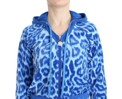 Blue leopard zipup hoodie