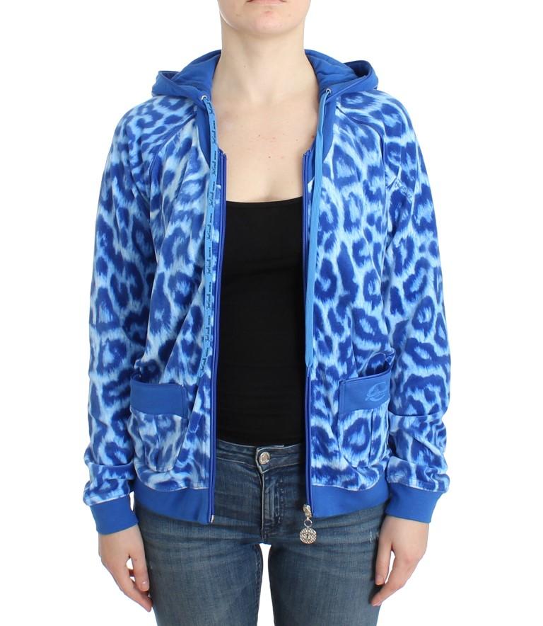 Blue leopard zipup hoodie