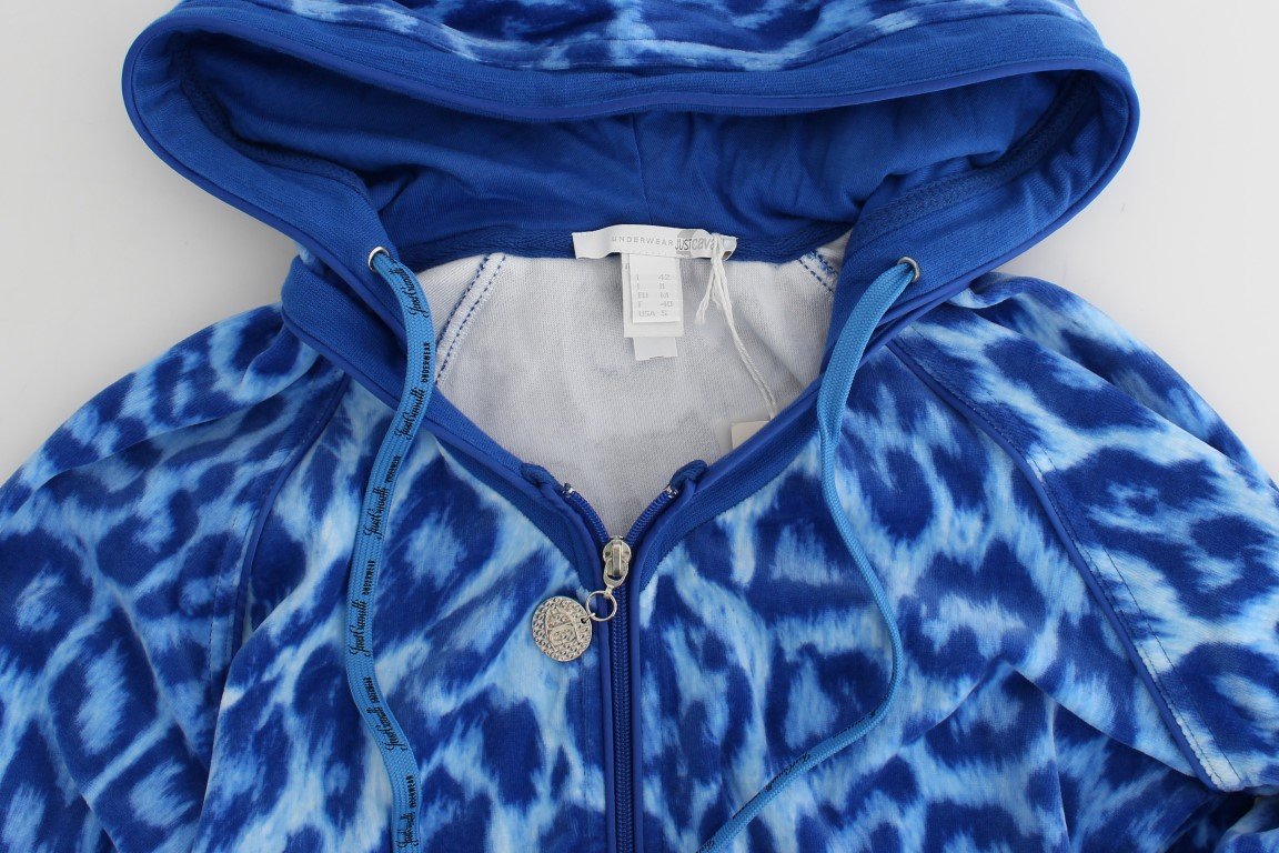 Blue leopard zipup hoodie
