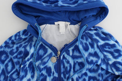 Blue leopard zipup hoodie