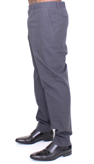 Gray Cotton Slimfit Pants Chinos