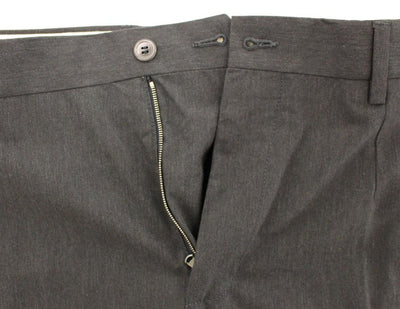 Gray Cotton Slimfit Pants Chinos