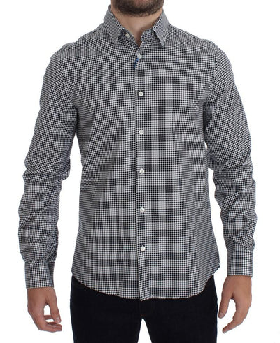 Black White Slim Fit Cotton Shirt
