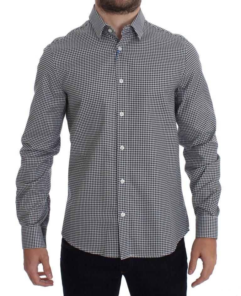 Black White Slim Fit Cotton Shirt