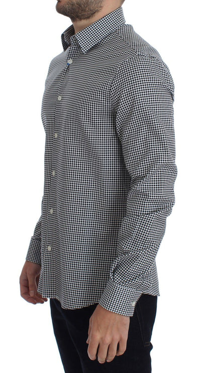Black White Slim Fit Cotton Shirt