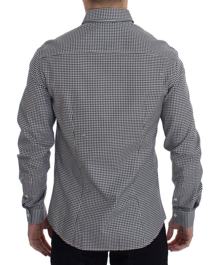 Black White Slim Fit Cotton Shirt