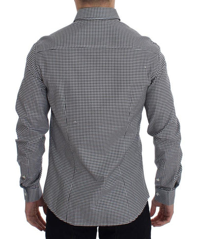Black White Slim Fit Cotton Shirt
