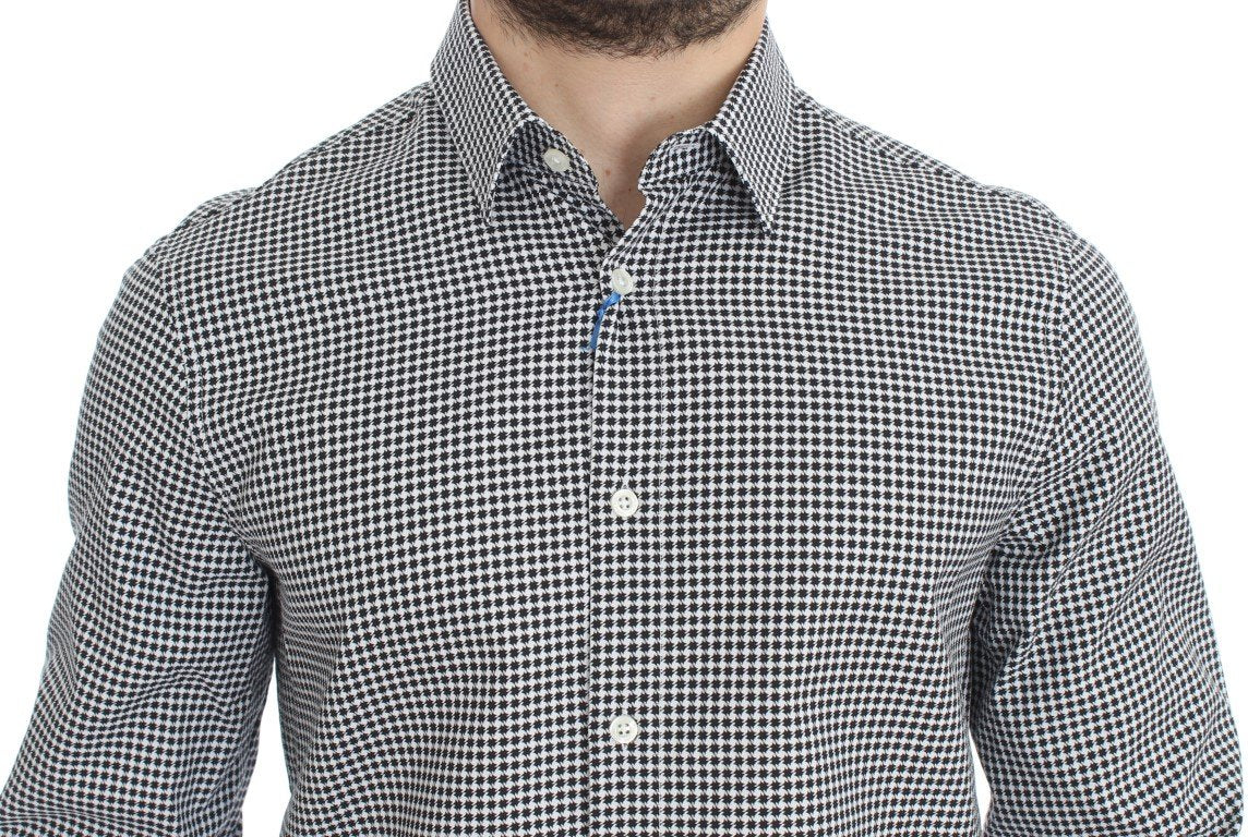 Black White Slim Fit Cotton Shirt