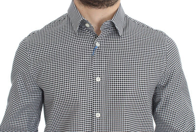 Black White Slim Fit Cotton Shirt
